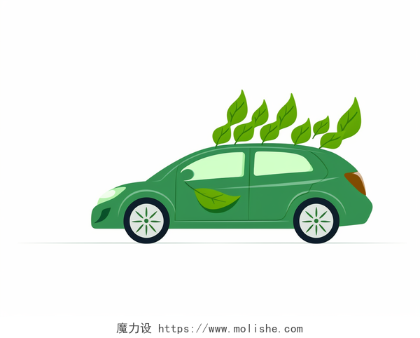 世界环境日正侧面新能源汽车绿色能源扁平矢量汽车交通工具元素图标